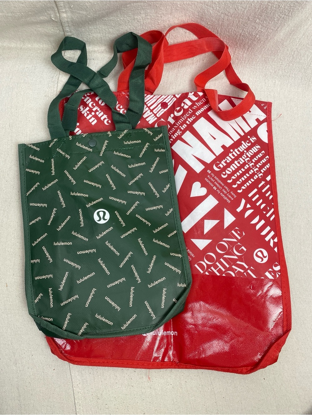 Pair lululemon athletica Logo Reusable Shopping Tote bags